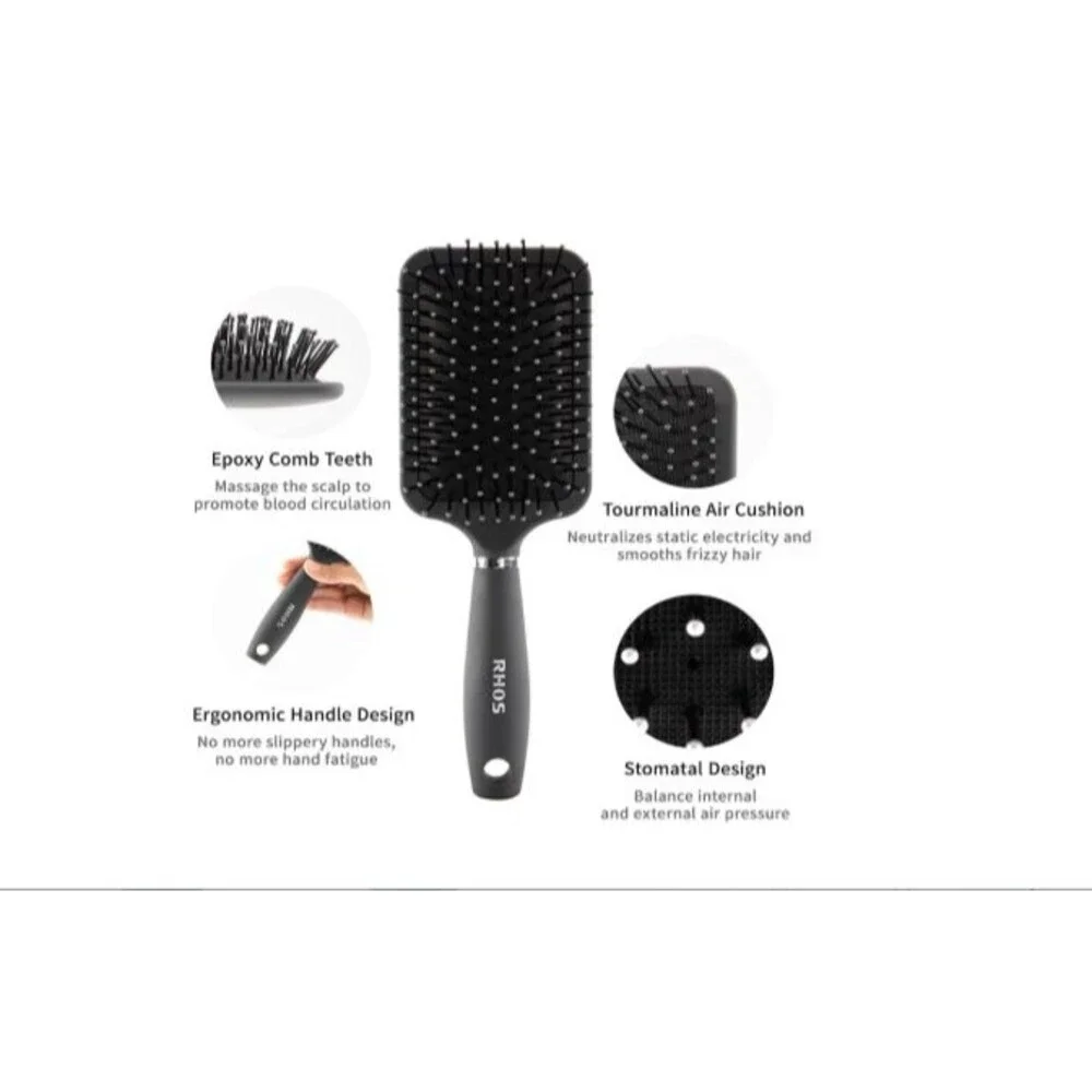 Paddle Hair Brush for Men-Detangler Brush with Nylon Bristles Gray